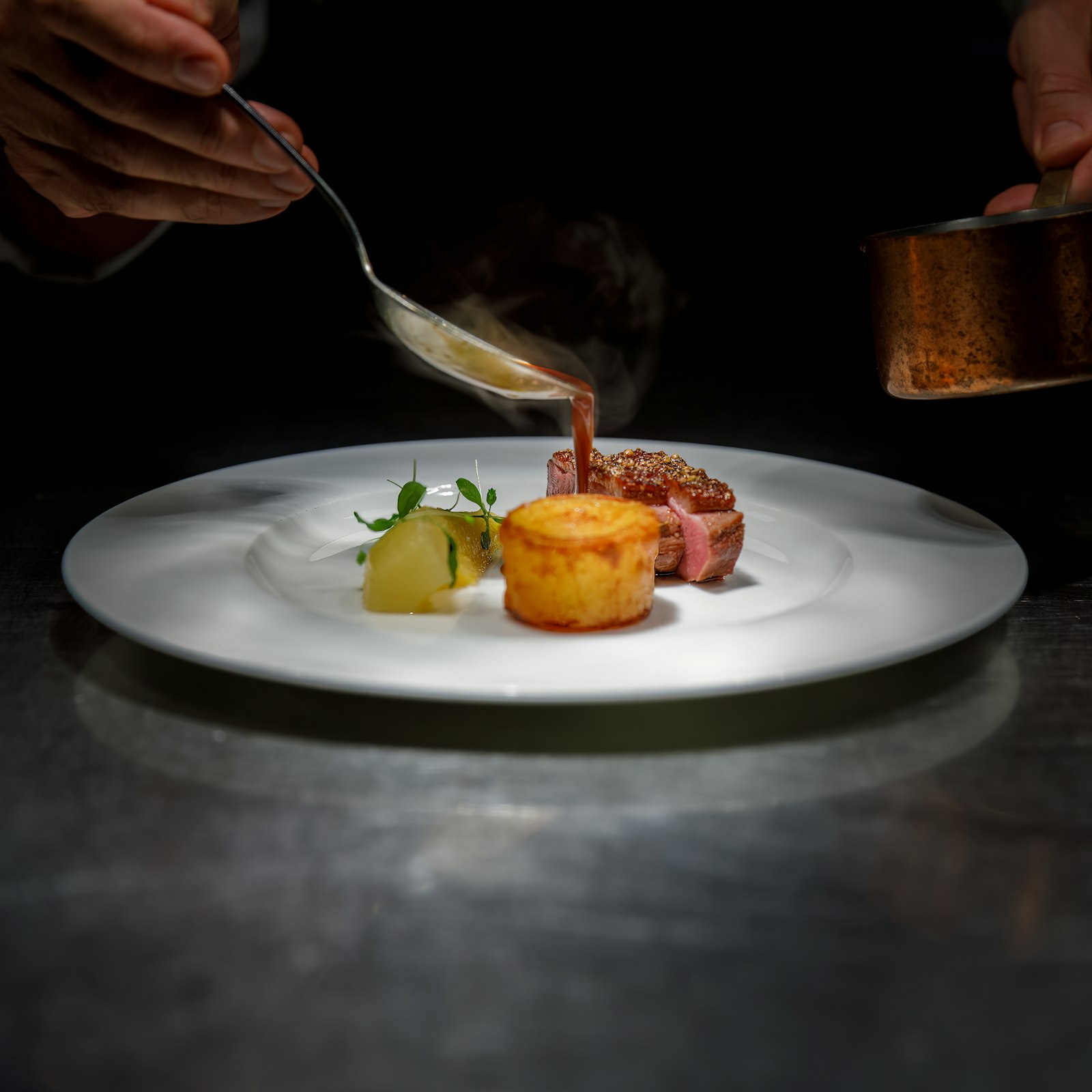Plated fine dining main course
